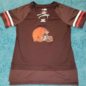 Cleveland Browns Womens V Neck Leced Football Jersey Large NFL Team Apperal